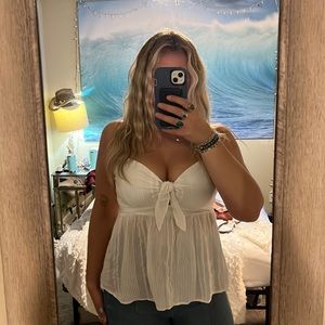 White Tie Front Tank